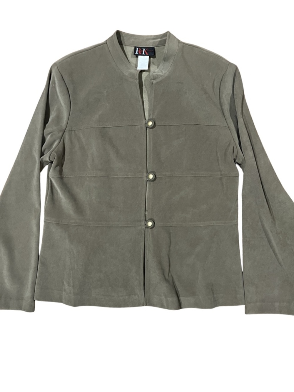 RK Taupe Suede-Look Lightweight Collarless Jacket